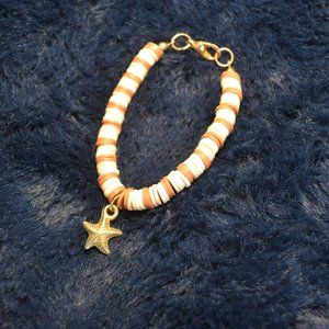 Brown, Beige, and Cream Colored Clay Beaded Bracelet